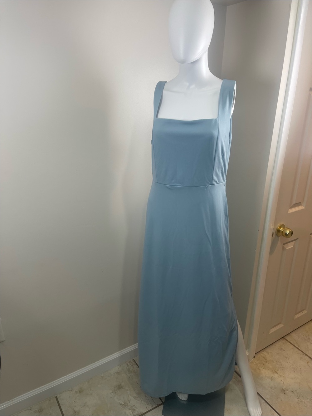 Cupshe Dusty Blue Square Neck Maxi Dress